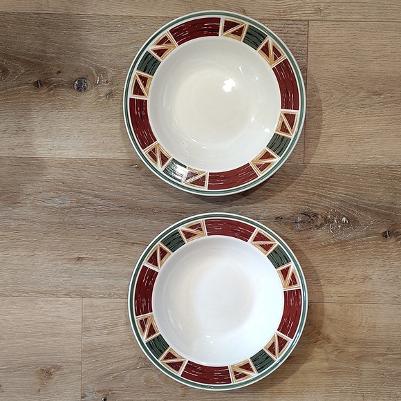 Tienshan Prairie Multicolor Ceramic Dinnerware large bowls Set of 2 - Picture 1 of 7